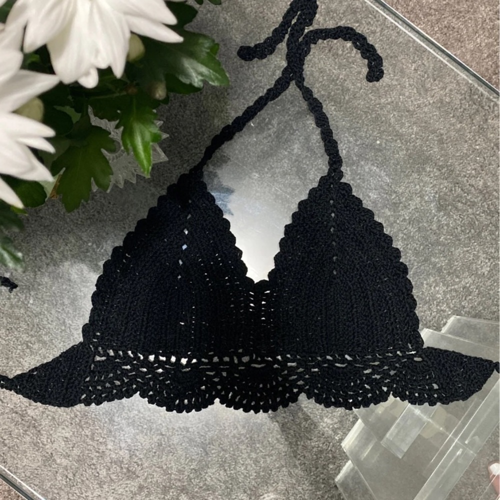 Black Crochet Bralette Top Colombian boutique